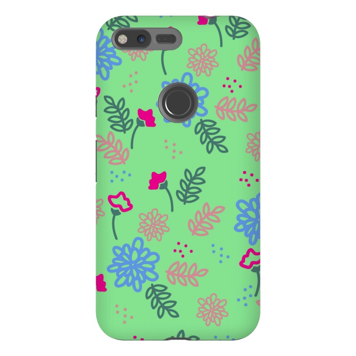 Pixel XL StrongFit blue pink floral pattern by MALLIKA