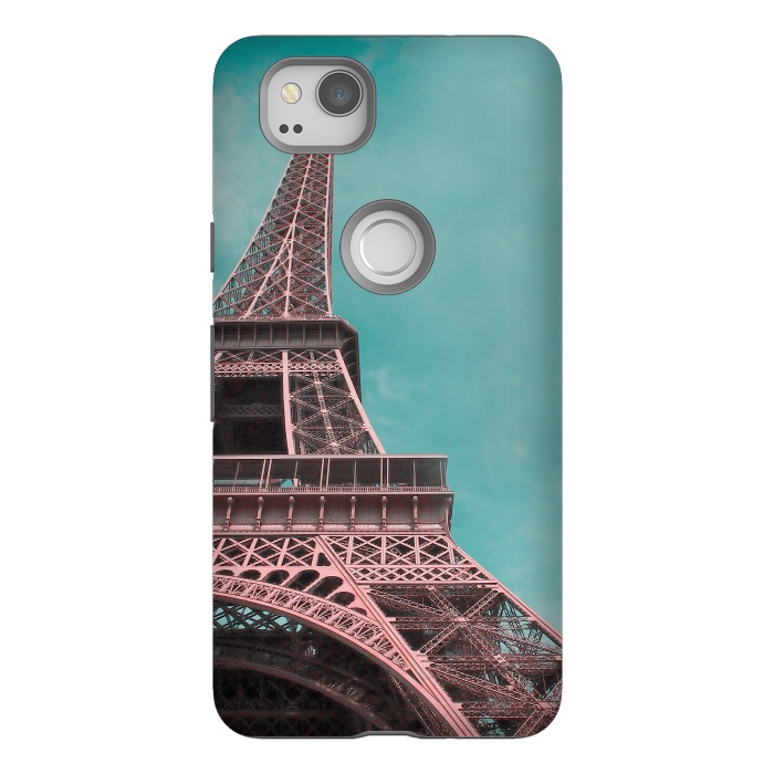 Pixel 2 StrongFit Pink Paris Eiffeltower by Andrea Haase