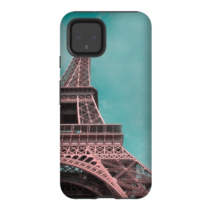 Pixel 4 StrongFit Pink Paris Eiffeltower by Andrea Haase