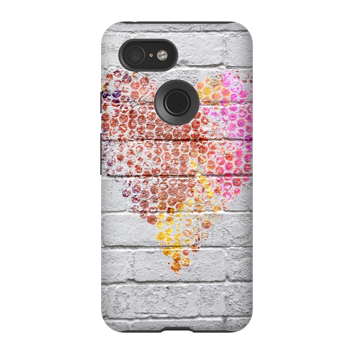 Pixel 3 StrongFit Spray Paint Heart On Brick Wall by Andrea Haase