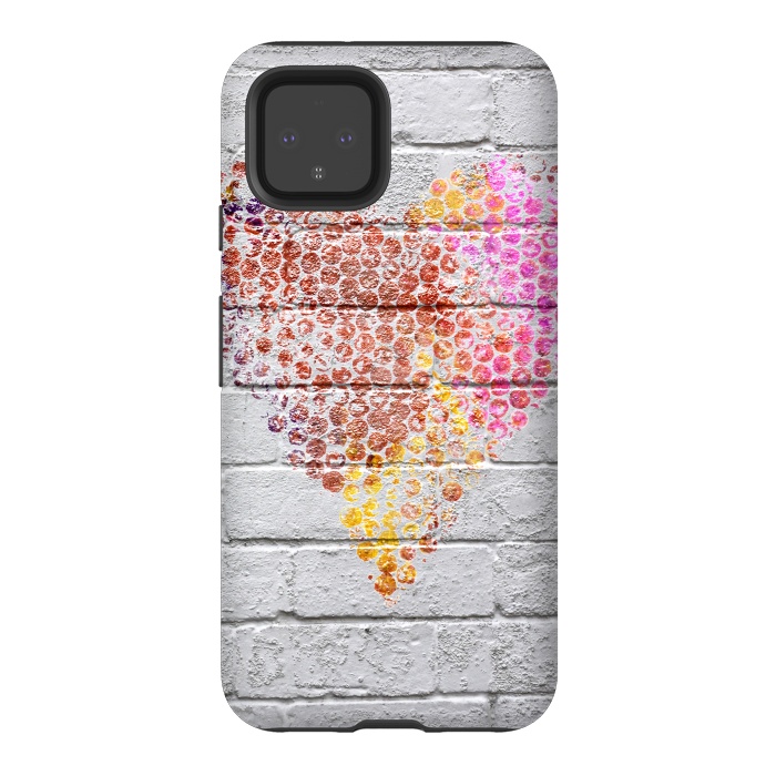 Pixel 4 StrongFit Spray Paint Heart On Brick Wall by Andrea Haase