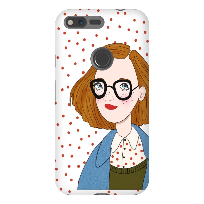 Pixel XL StrongFit Trendy Fashion Girl with Red Polka Dots by DaDo ART