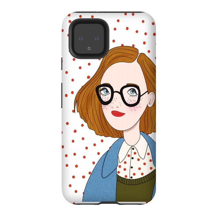 Pixel 4 StrongFit Trendy Fashion Girl with Red Polka Dots by DaDo ART