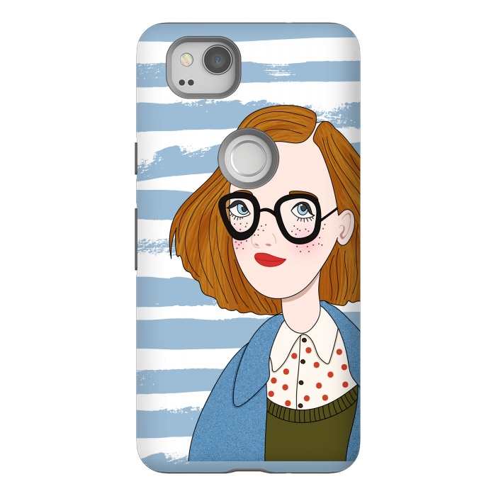 Pixel 2 StrongFit Fashion Girl and Blue  Stripes  by DaDo ART