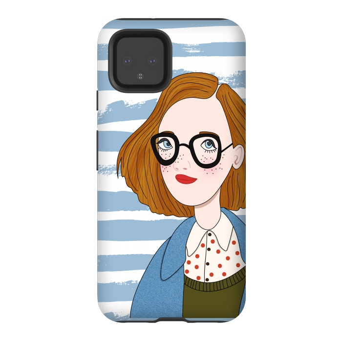 Pixel 4 StrongFit Fashion Girl and Blue  Stripes  by DaDo ART
