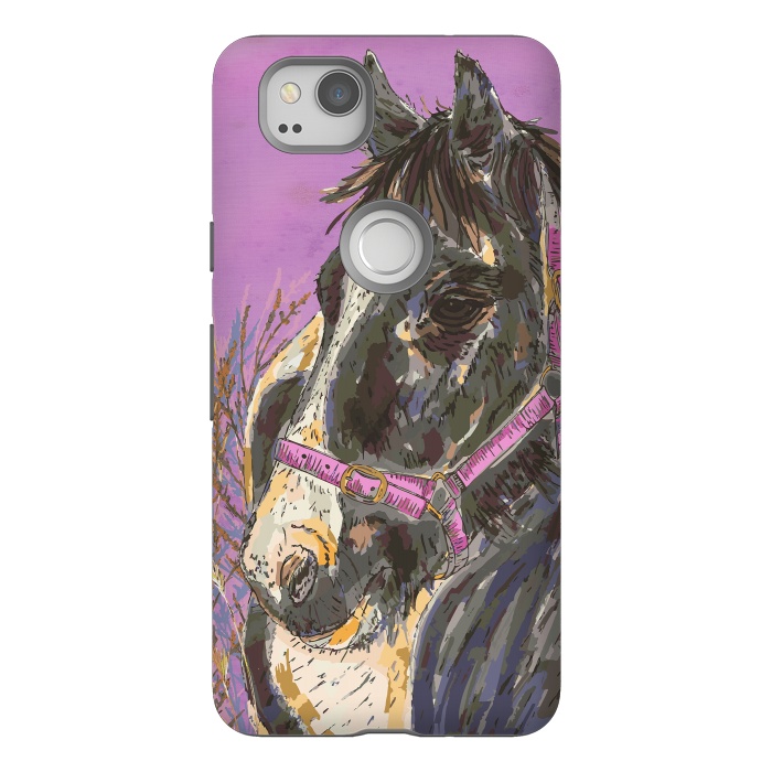 Pixel 2 StrongFit Black and White Horse by Lotti Brown