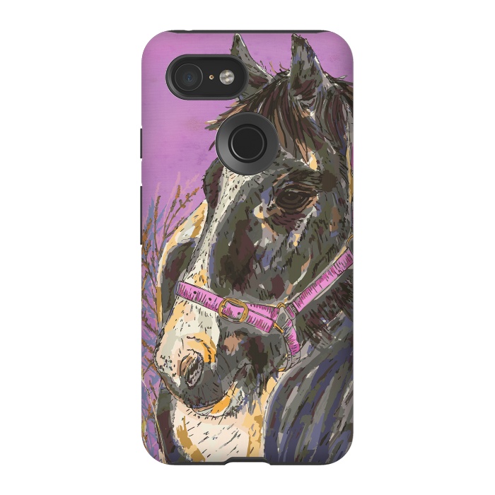 Pixel 3 StrongFit Black and White Horse by Lotti Brown
