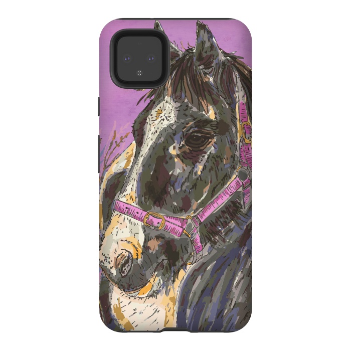 Pixel 4XL StrongFit Black and White Horse by Lotti Brown