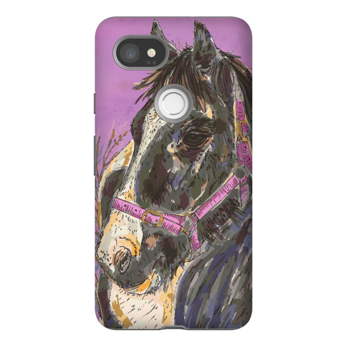 Pixel 2XL StrongFit Black and White Horse by Lotti Brown