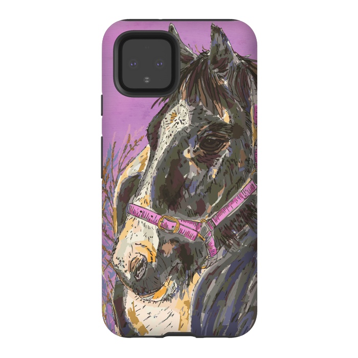 Pixel 4 StrongFit Black and White Horse by Lotti Brown