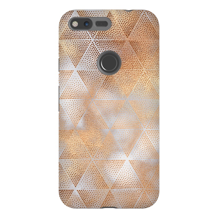 Pixel XL StrongFit Rose Gold Marble Triangle Pattern by  Utart