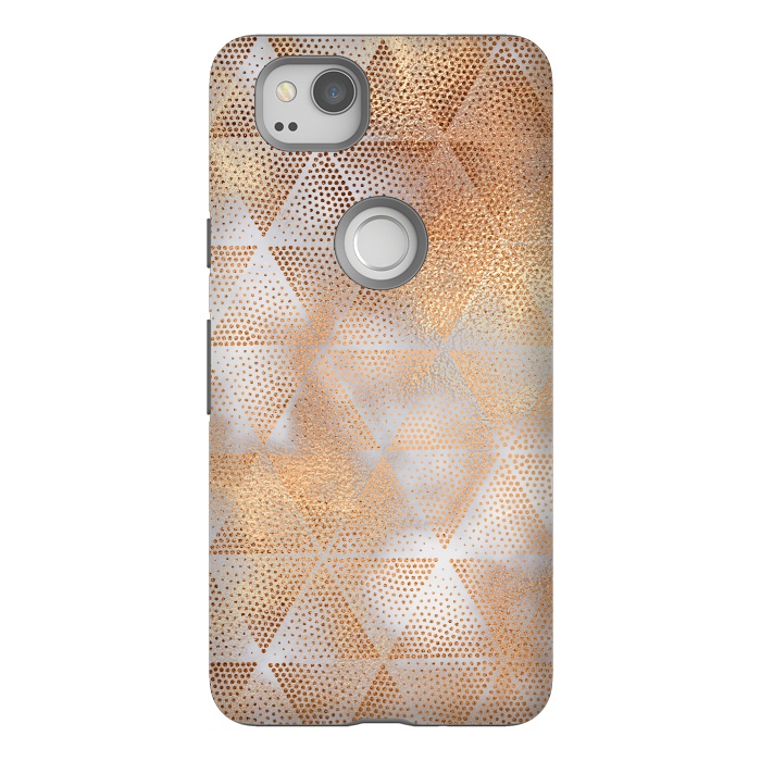Pixel 2 StrongFit Rose Gold Marble Triangle Pattern by  Utart