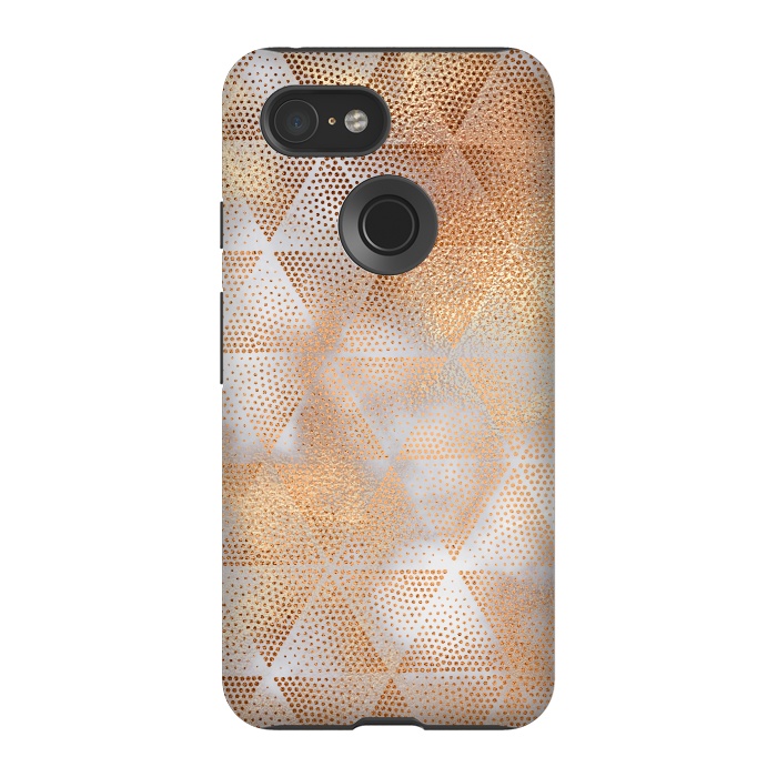 Pixel 3 StrongFit Rose Gold Marble Triangle Pattern by  Utart