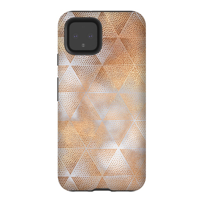Pixel 4 StrongFit Rose Gold Marble Triangle Pattern by  Utart