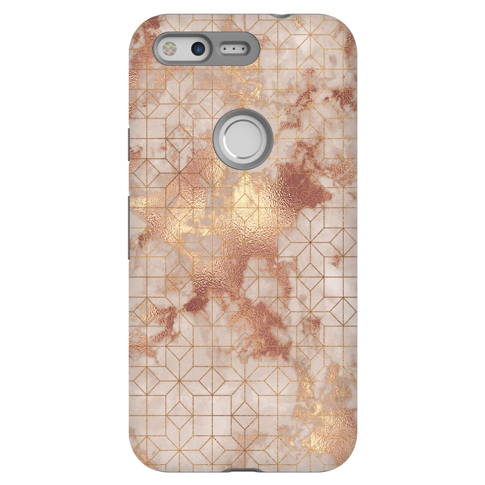 Pixel StrongFit Simply Minimalistic  Rose Gold Shapes Marble Pattern by  Utart