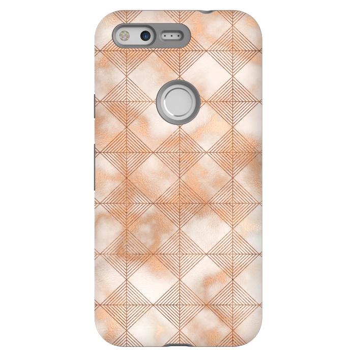 Pixel StrongFit Abstract Minimalistic Rose Gold Marble Quadrangles  by  Utart