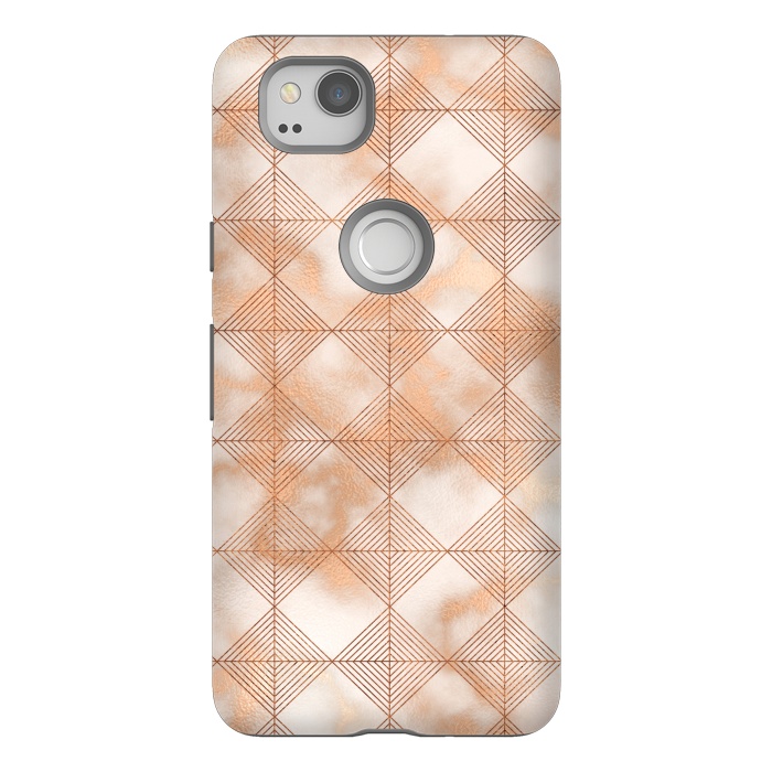 Pixel 2 StrongFit Abstract Minimalistic Rose Gold Marble Quadrangles  by  Utart