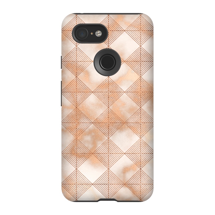 Pixel 3 StrongFit Abstract Minimalistic Rose Gold Marble Quadrangles  by  Utart