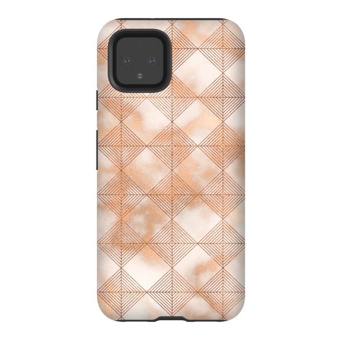 Pixel 4 StrongFit Abstract Minimalistic Rose Gold Marble Quadrangles  by  Utart