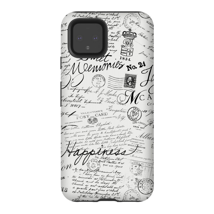 Pixel 4 StrongFit Nostalgic Handwriting Black And White by Andrea Haase