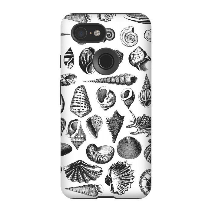Pixel 3 StrongFit Vintage Seashell Collection Black And White by Andrea Haase