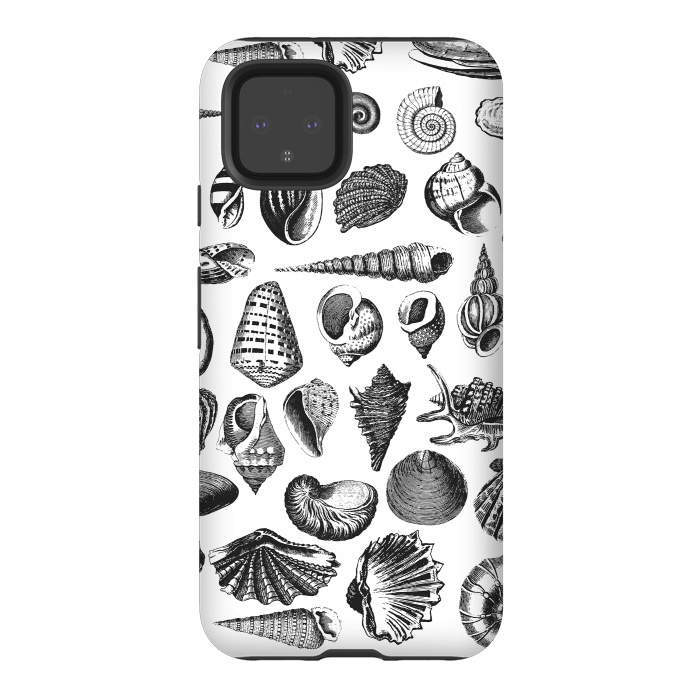 Pixel 4 StrongFit Vintage Seashell Collection Black And White by Andrea Haase