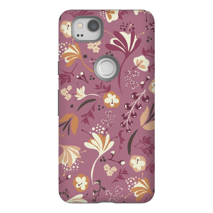 Pixel 2 StrongFit Beautiful Blooms on Plum by Paula Ohreen