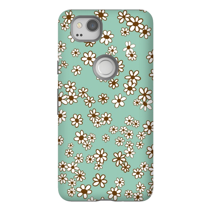 Pixel 2 StrongFit Ditsy Daisies on Blue by Paula Ohreen
