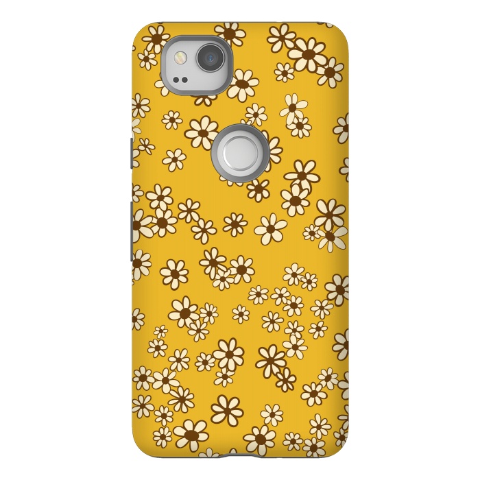 Pixel 2 StrongFit Ditsy Daisies on Mustard by Paula Ohreen