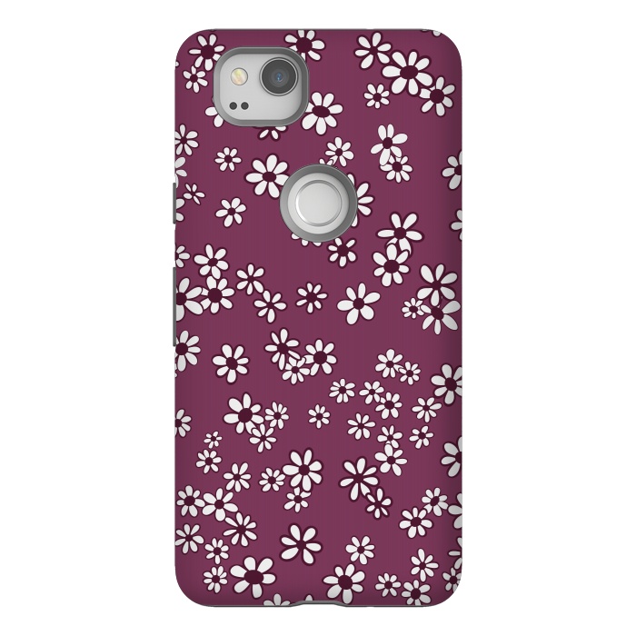 Pixel 2 StrongFit Ditsy Daisies on Purple by Paula Ohreen