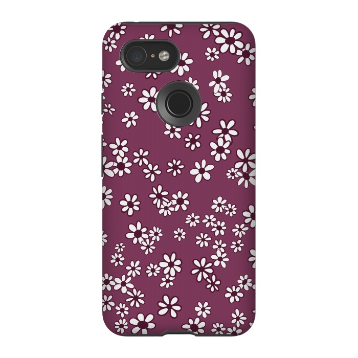 Pixel 3 StrongFit Ditsy Daisies on Purple by Paula Ohreen