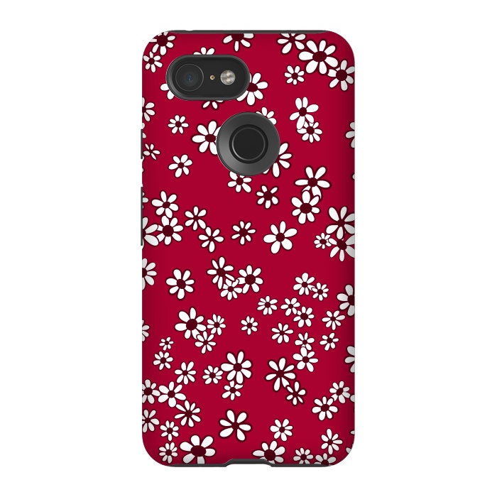 Pixel 3 StrongFit Ditsy Daisies on Bright Pink by Paula Ohreen