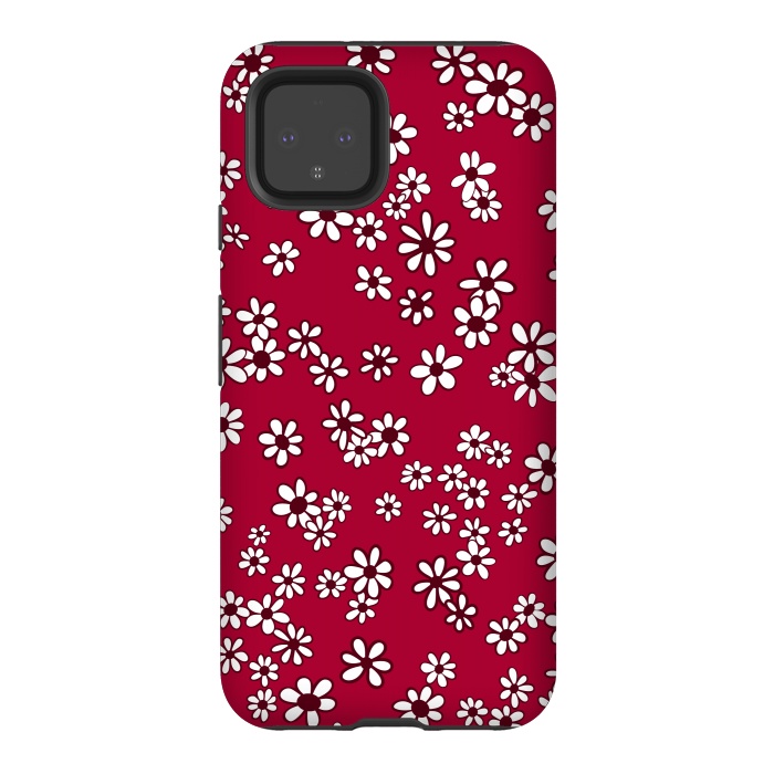 Pixel 4 StrongFit Ditsy Daisies on Bright Pink by Paula Ohreen