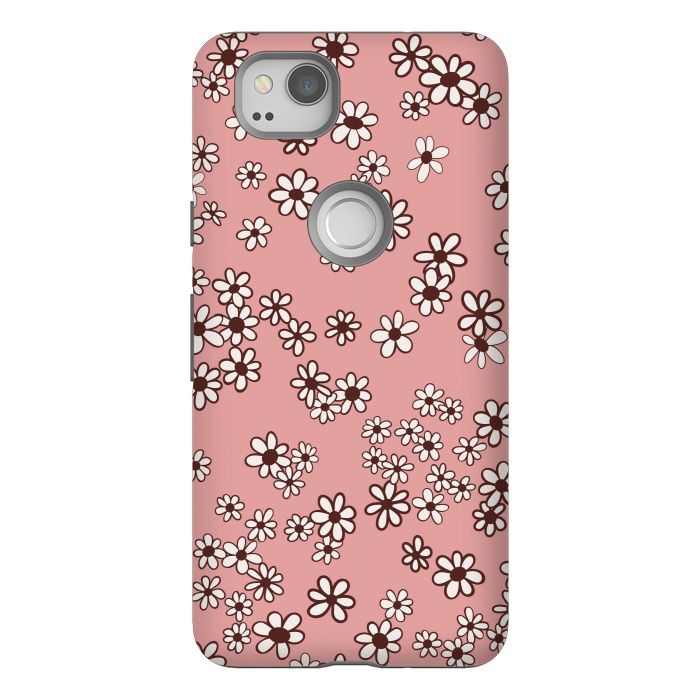 Pixel 2 StrongFit Ditsy Daisies on Pink by Paula Ohreen