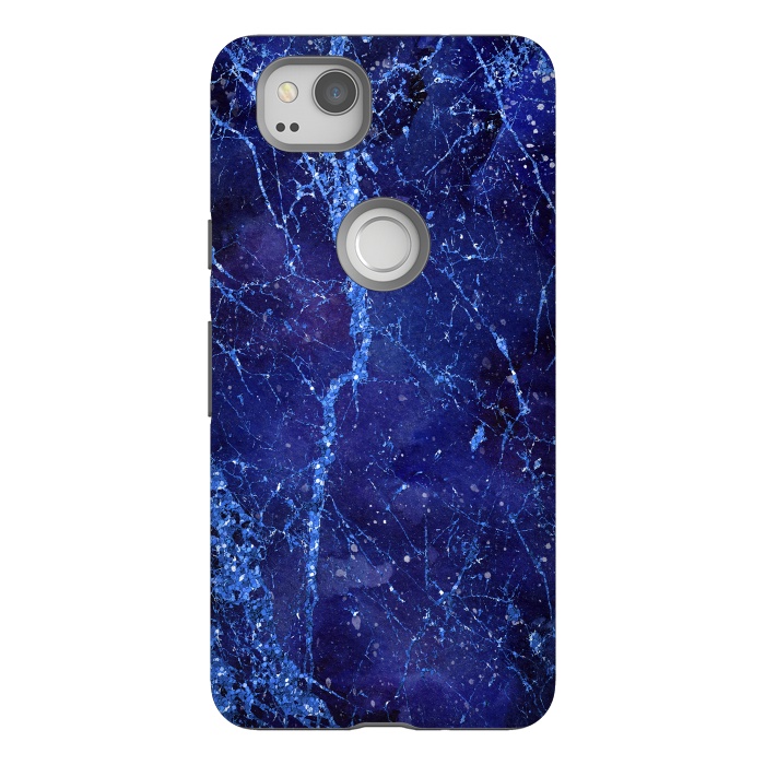 Pixel 2 StrongFit Blue Marbled Glitter 2 by Andrea Haase