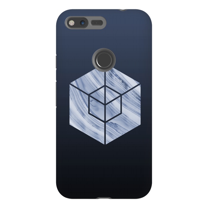 Pixel XL StrongFit Marbled Hexagon In Shades Of Blue by Andrea Haase