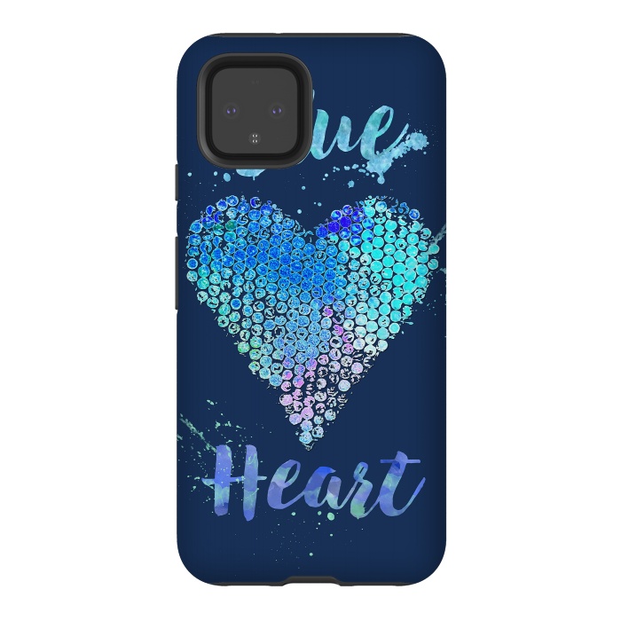 Pixel 4 StrongFit Blue Heart  by Andrea Haase
