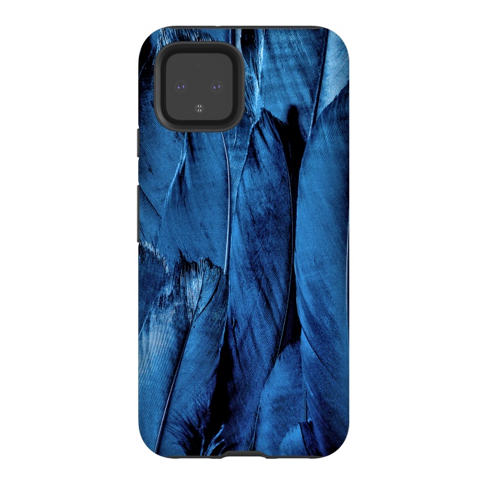 Pixel 4 StrongFit Dark Blue Feathers by Andrea Haase
