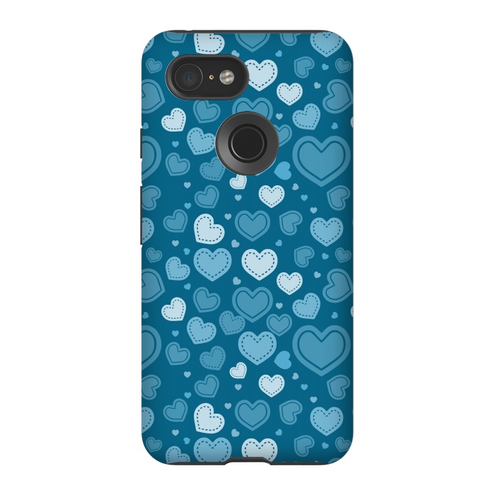 Pixel 3 StrongFit Blue Hearts by TMSarts