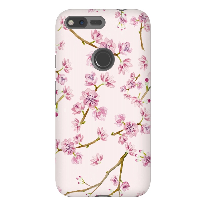 Pixel XL StrongFit Pink Spring Cherry Blossom Pattern by  Utart