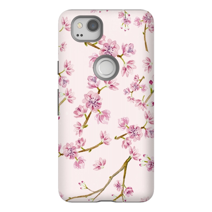 Pixel 2 StrongFit Pink Spring Cherry Blossom Pattern by  Utart