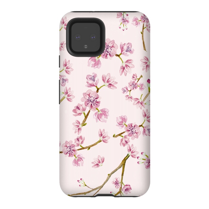 Pixel 4 StrongFit Pink Spring Cherry Blossom Pattern by  Utart