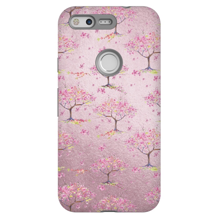 Pixel StrongFit Pink Metal Cherry Blossom Trees Pattern by  Utart