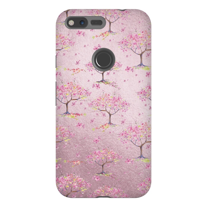 Pixel XL StrongFit Pink Metal Cherry Blossom Trees Pattern by  Utart