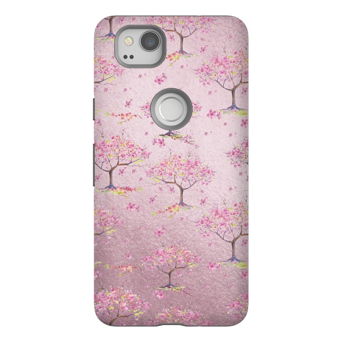 Pixel 2 StrongFit Pink Metal Cherry Blossom Trees Pattern by  Utart