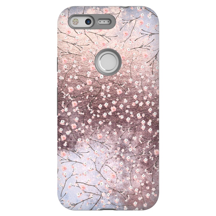 Pixel StrongFit Metal vintage Pink Cherry Blossom Pattern by  Utart