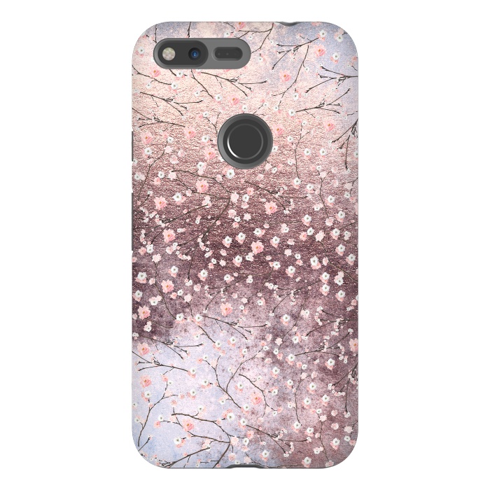 Pixel XL StrongFit Metal vintage Pink Cherry Blossom Pattern by  Utart
