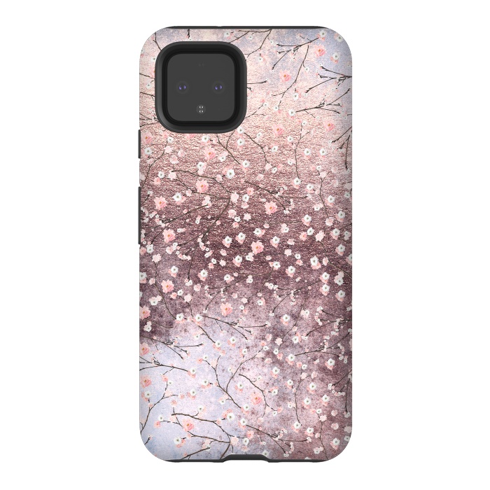 Pixel 4 StrongFit Metal vintage Pink Cherry Blossom Pattern by  Utart
