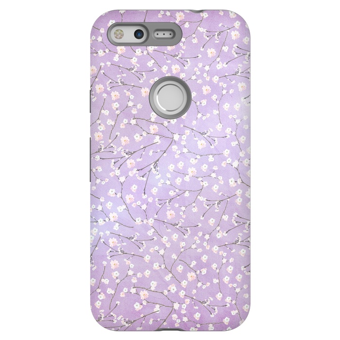 Pixel StrongFit Purple Watercolor Spring Cherry Blossom Pattern by  Utart