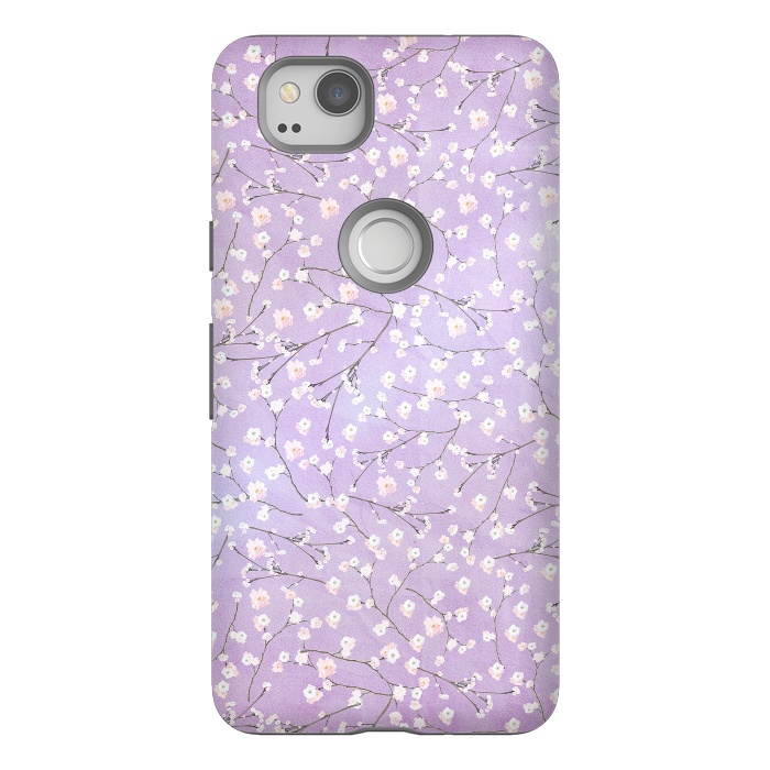 Pixel 2 StrongFit Purple Watercolor Spring Cherry Blossom Pattern by  Utart